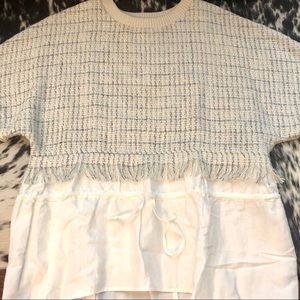 Tweed and linen blouse